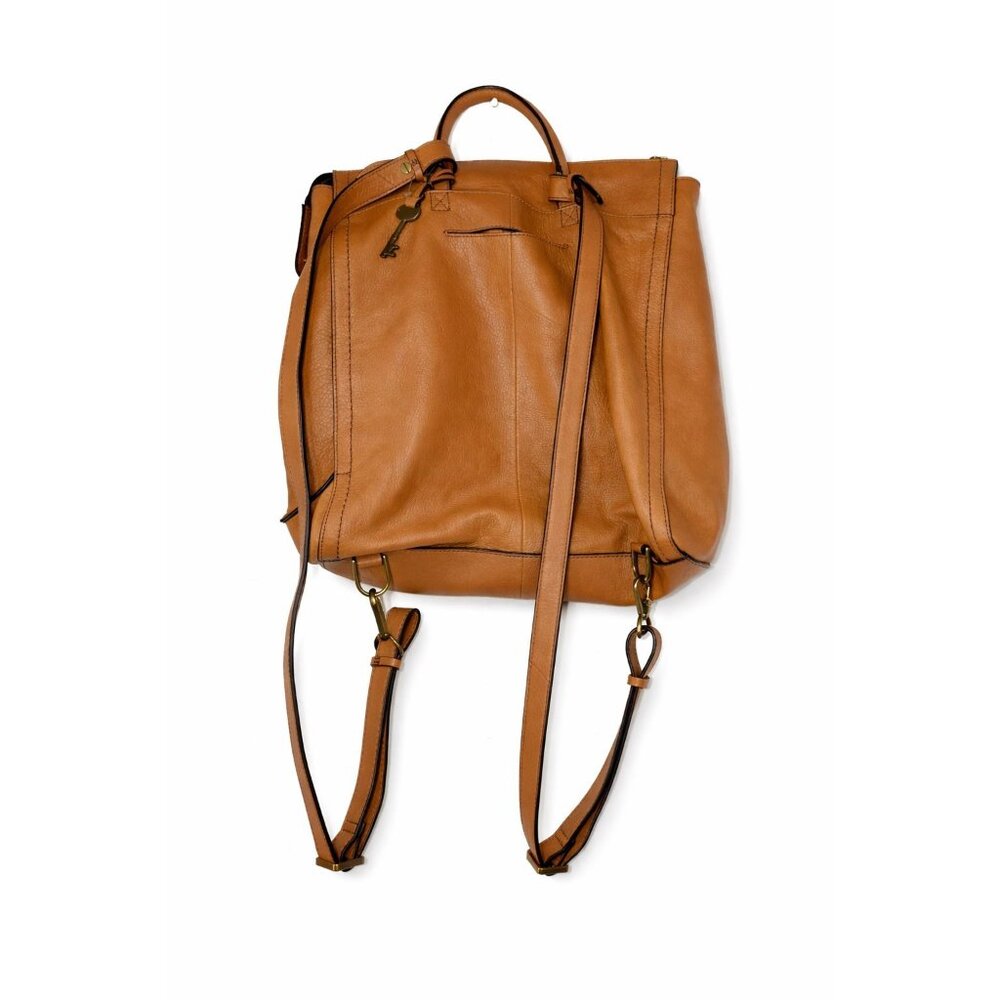 FOSSIL Parker Convertible Caramel Cowhide Leather ZB15151 Backpack Purse - Picture 3 of 5